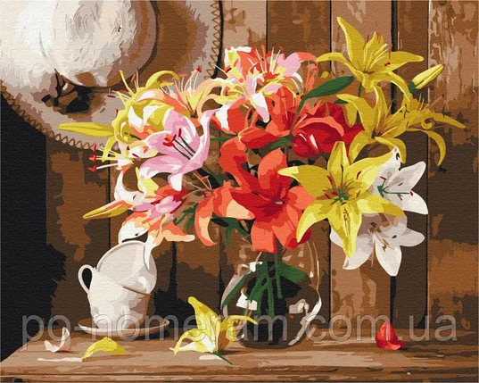 Рукітвор Картина за номерами (BS52767) Барвистий букет лілій, 40 х 50 см, Brushme, фото 1