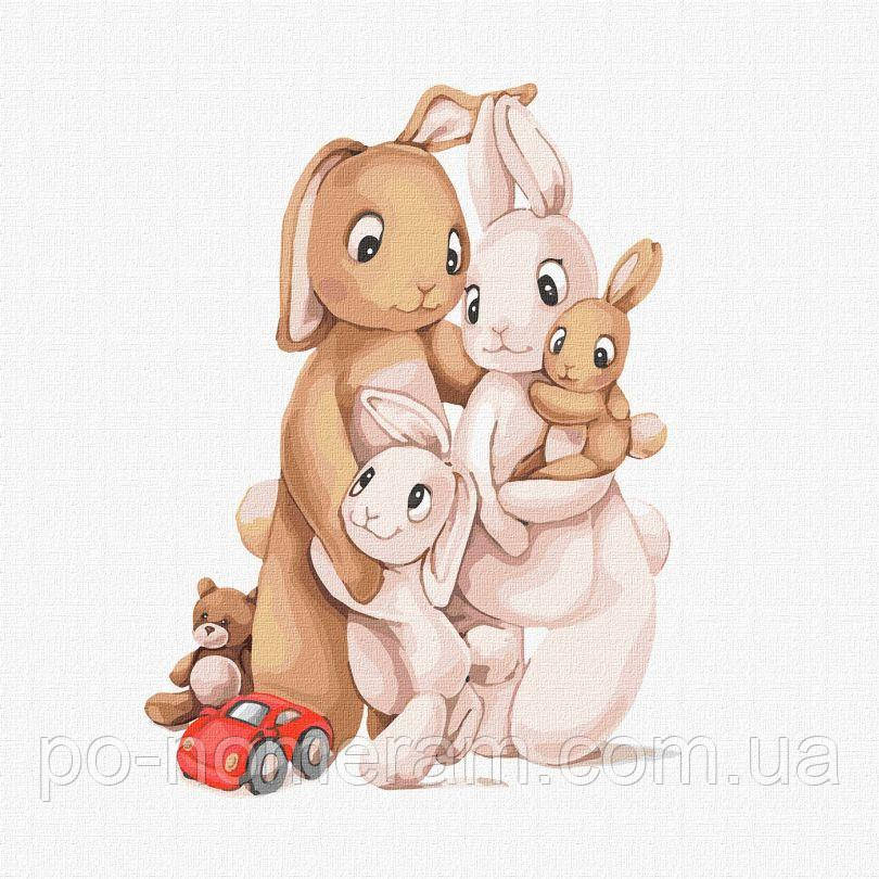 Картина за номерами Ідейка Маленька сім'я кроликів ©tanya_bonya (KHO6041) 30 х 30 см