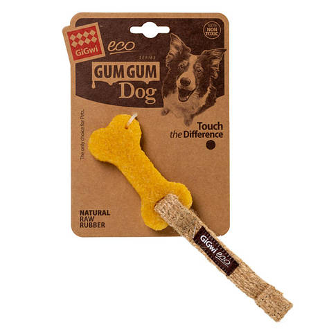 Іграшка для собак - кістка GiGwi Gum Gum (пенька, каучук, 9 см)