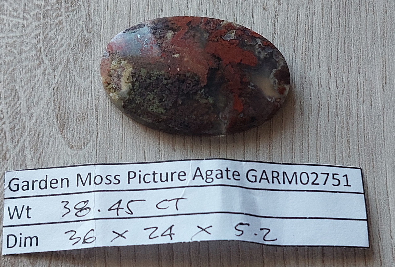 Моховий агат 38.45 Ct 36 x 24 x 5.2 мм