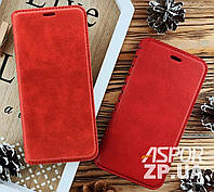Чехол-книга для Xiaomi Redmi Note 9 Leather Folio- красный