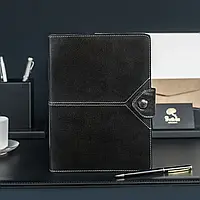 Шкіряний щоденник органайзер Бомбер А5 Чорний формат  не датований, змінний блок