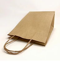 Крафт пакет бумажный с ручками 25х14.5х8.5 см бурый m1148