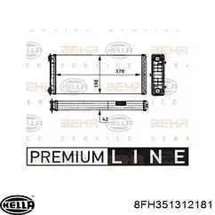 Радіатор печі DAF 65CF, 75CF, 85CF, 95XF, CF85, XF95 BEHR 8FH 351 312-181 HELLA