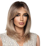 Перука омбре темний блонд, натуральне синтетичне волосся
