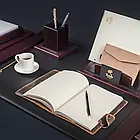 Шкіряний блокнот-органайзер Оптімус ручної роботи Коричневий А5 формат не датований, змінний блок, фото 5