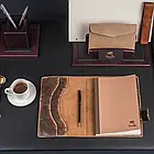 Шкіряний блокнот-органайзер Оптімус ручної роботи Коричневий А5 формат не датований, змінний блок, фото 4