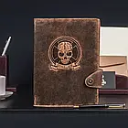 Шкіряний блокнот-органайзер Оптімус ручної роботи Коричневий А5 формат не датований, змінний блок, фото 2