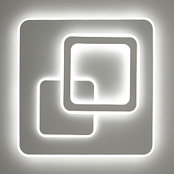 Керована світлодіодна LED люстра Luminaria ISLAND 70W S ON/OFF "три квадрати" біла 460х460х50-WHITE/WHITE-220V-IP20