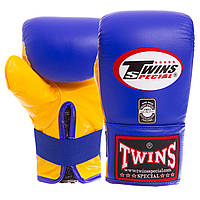 Снарядные перчатки кожаные TWINS TBGL-6F Синий-Желтый XL
