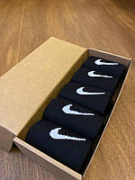 Высокие носки в крафт боксе Nike Премиум/Найк премиум 42-45 - Черные в коробке 5 пар носков