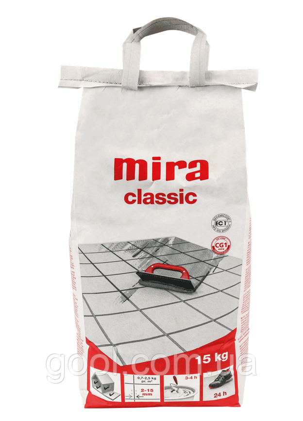 Затирка фуга Mira Classic №123 (Mira Project) для клінкерної та звичайної плитки каменю колір антрацит мішок 15 кілограмів