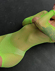 Прозора коротка жіноча салатові сукня в сіточку