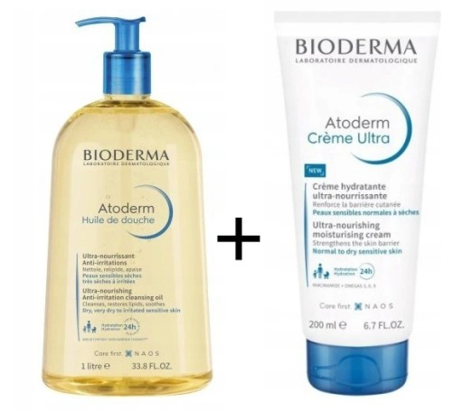 Набір Bioderma Atoderm Huile de douche 1l + Atoderm Crem Ultra 200 ml 10/26