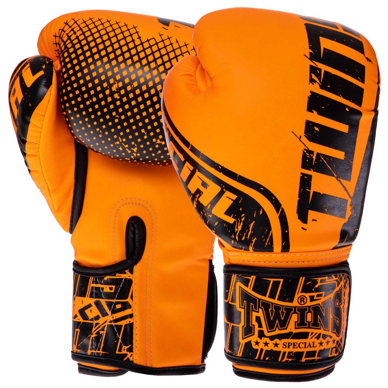 Перчатки боксерские PU TWINS FBGVS12-TW7 14 унций Черный-оранжевый - фото 1 - id-p2002046244