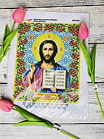 Схема для вышивки бисером Иисус Христос в цвете в украинском стиле. А4. Габардин