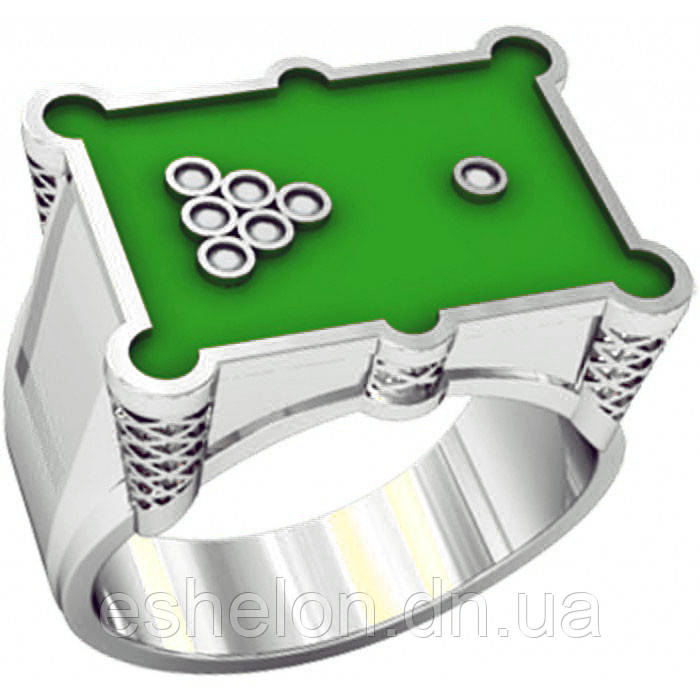 Перстень срібний чоловічий Більярд Перстень срібний чоловічий Печатка срібна Перстень срібний Перстень 925 проби, фото 1