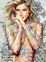 Схема вишивки бісером Дівчина А3. Габардин