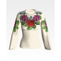 Набір для вишивання нитками Барвіста Вишиванка заготовки жіночої блузки — вишиванки Лілові троянди, фіалки