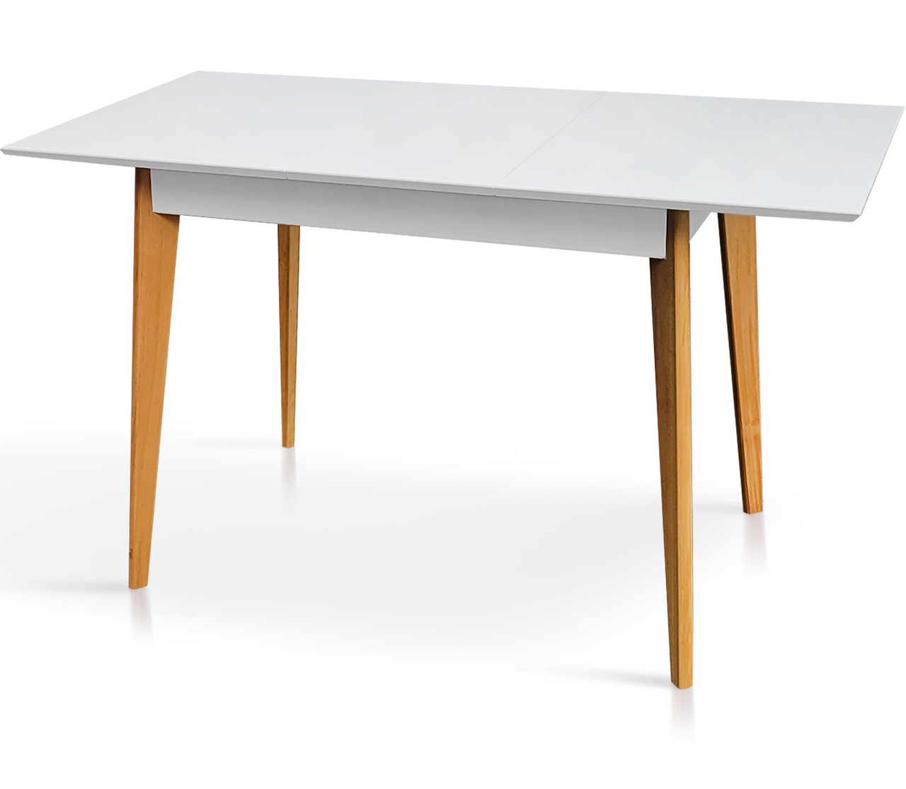 Стіл обідній розкладний Міраж білий/ бук натуральний ТМ Мікс Меблі