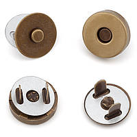 Кнопка магнитная, медная, 4шт., размер 14х7мм, цвет Бронзовый