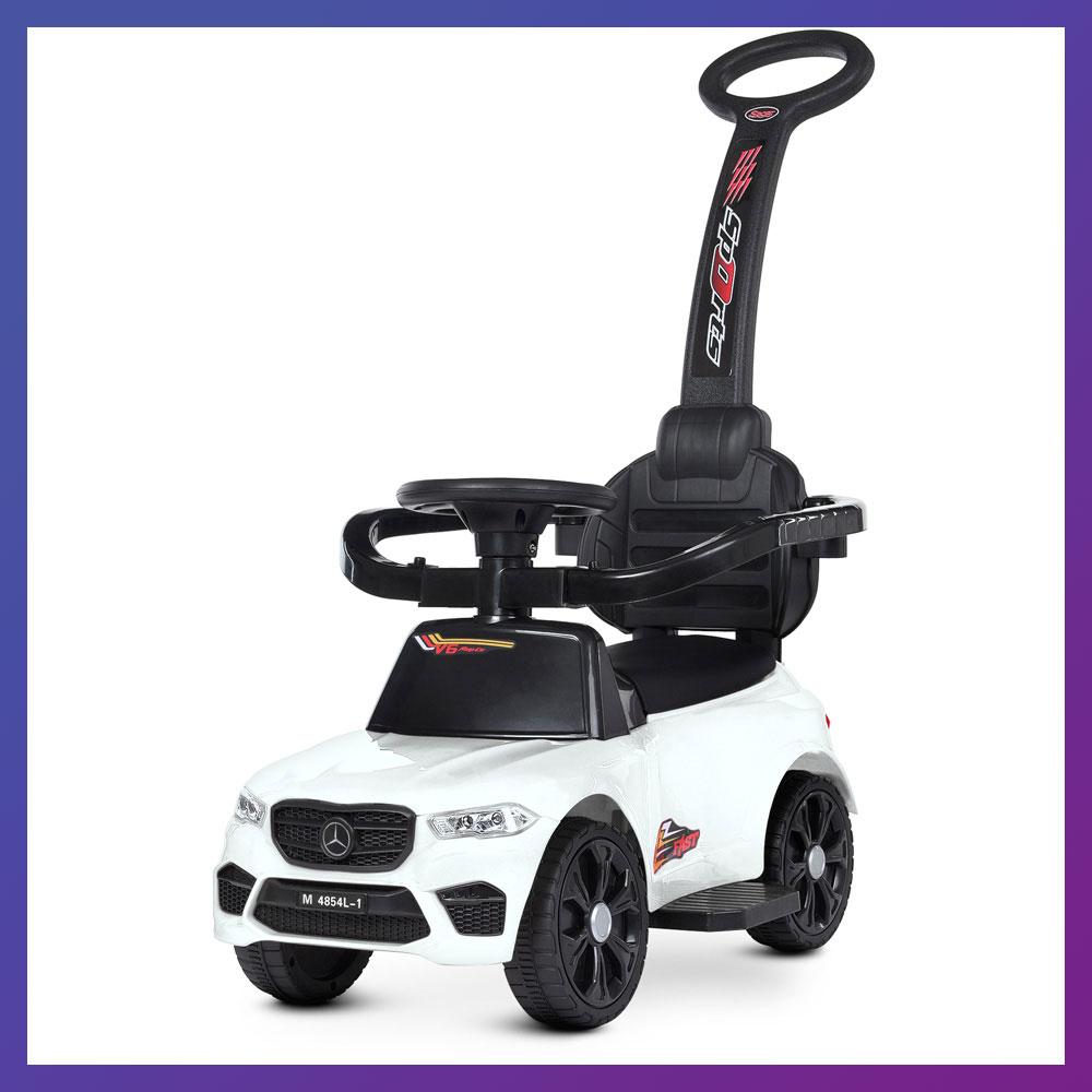 Дитяча каталка-толокар Mercedes M 4854L з батьківською ручкою 2 в 1 білий, фото 1