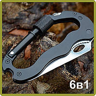 Мультитул тактический 6 в 1: карабин, нож, пила, отвертка - 2 вида, открывалка для бутылок