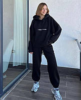 Жіночий теплий спортивний костюм I DON T CARE кофта кенгуру і штани джоггери тринитка на флісі OS