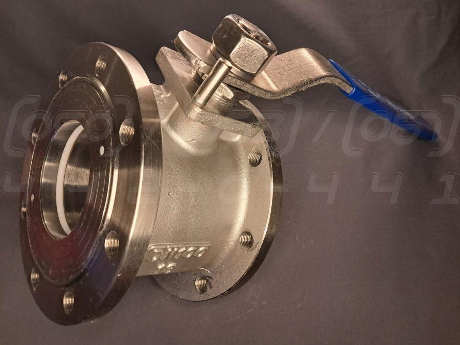 Кран кульовий фланцевий нержавіючий DN125 (5") Ру16, н/ж сталь AISI304, моноблочний, редукований (d = 109 мм), фото 1