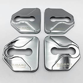 Накладка на дверний замок з емблемою SUBARU (Субару) Комплект 4 шт Хром