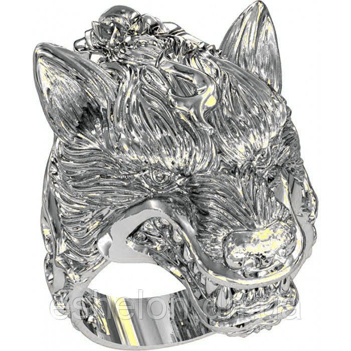 Каблучка срібна чоловіча Вовк Печатка срібна Перстень срібний чоловічий Каблучка 925 проби, фото 1