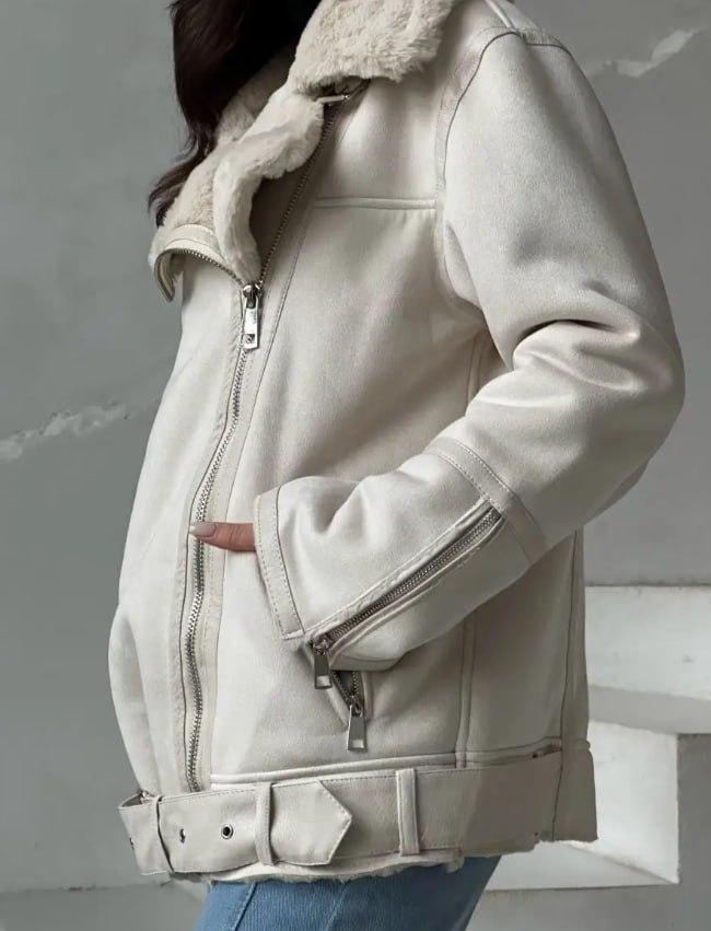 Женская теплая дубленка авиатор на меху с поясом куртка косуха авиатор экокожа с мехом OS 46 - фото 8 - id-p2002139898