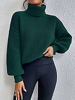Трендовый базовый теплый женский мягкий свитер с высоким воротником под горло оверсайз кофта 42-46 OS Бутылка