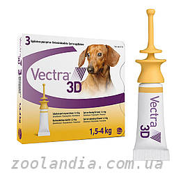Ceva (Сева) VECTRA 3D (Вектра 3D) Краплі від бліх та кліщів для собак 1,5 - 4 кг 0,8 мл 1 піпетка