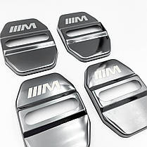 Накладка на дверний замок з емблемою BMW M-performance (БМВ) Комплект 4 шт Чорний, фото 3