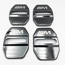 Накладка на дверний замок з емблемою BMW M-performance (БМВ) Комплект 4 шт Чорний, фото 5