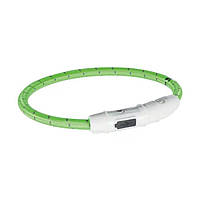 Нашийник Trixie поліуретановий, що світиться USB «Flash» L-XL 65 cм / 7 мм (зелений)