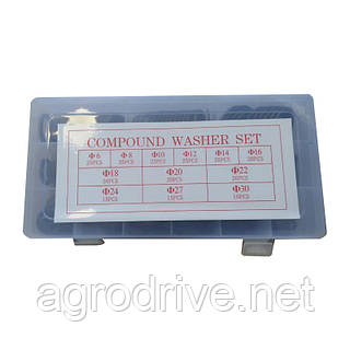 Chapado en Laton シルバ　Ms2 Шайби латунні з гумовим ущільнювачем Ø6-30 мм / набір із 245