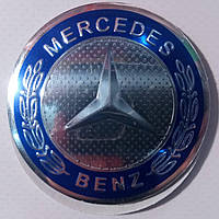 Наклейки на диски 56 мм MERCEDES алюминий (хром. лого на синем фоне с окантовкой) к-т 4 шт. STARLEKS 562011