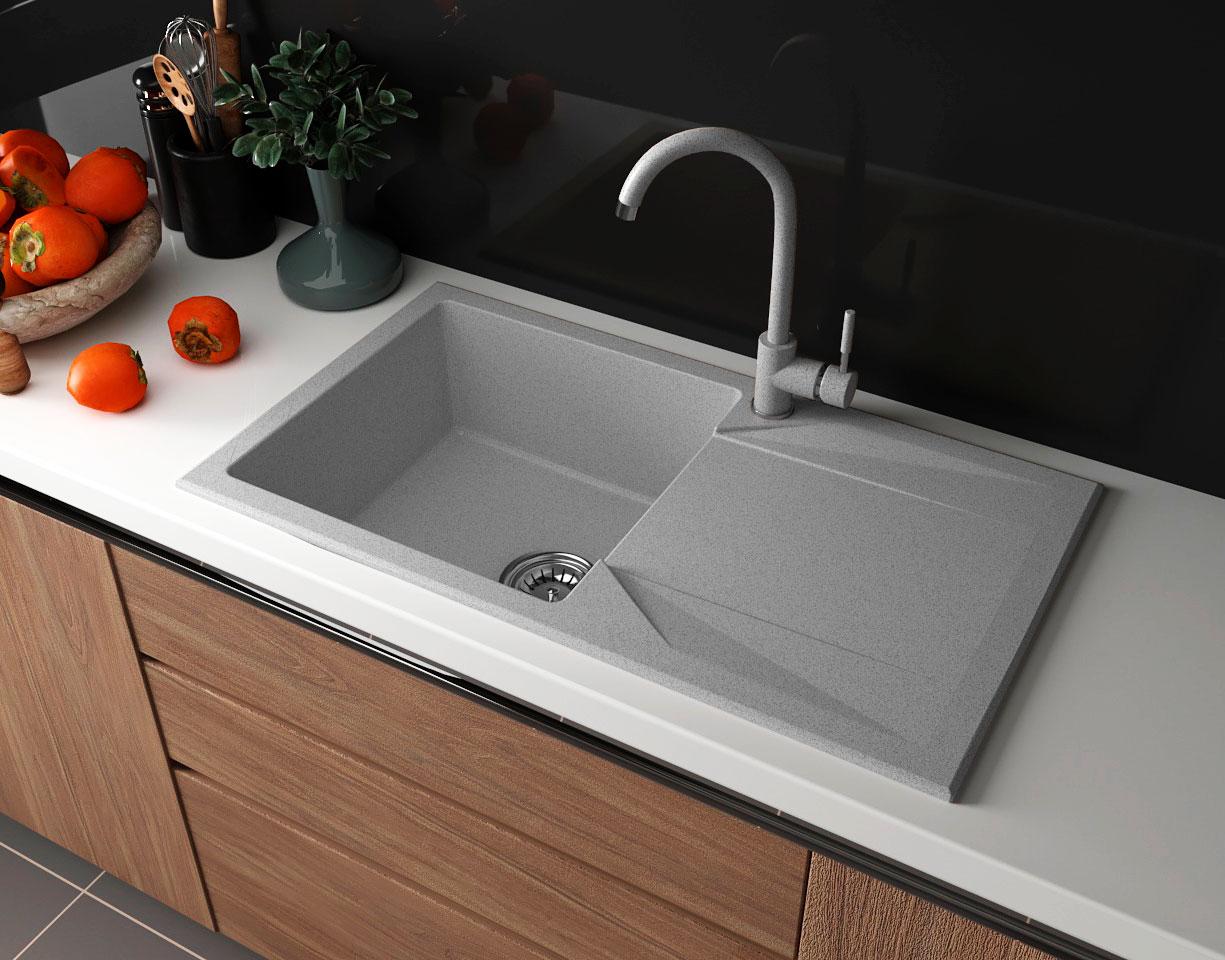 ГРАНІТНА МИЙКА ASKANIA «SANITA» СІРИЙ