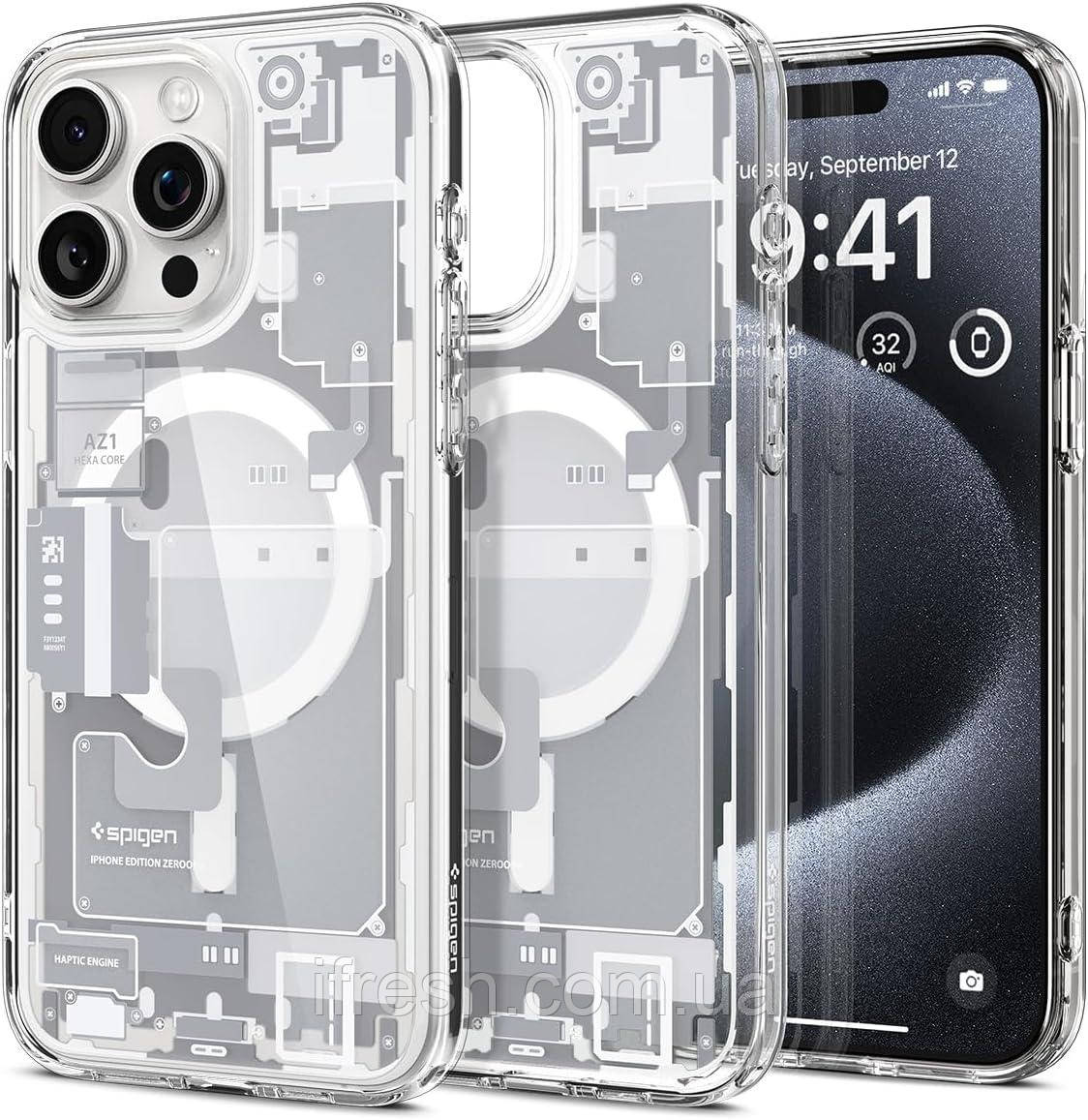 Чохол Spigen для iPhone 15 Pro - Ultra Hybrid Zero One White MagFit (ACS07036), фото 1
