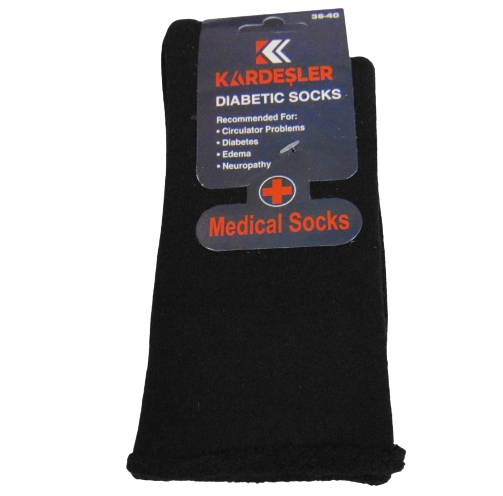 Медичні шкарпетки без гумки з махрою Kardesler 36-40 чорні, фото 1