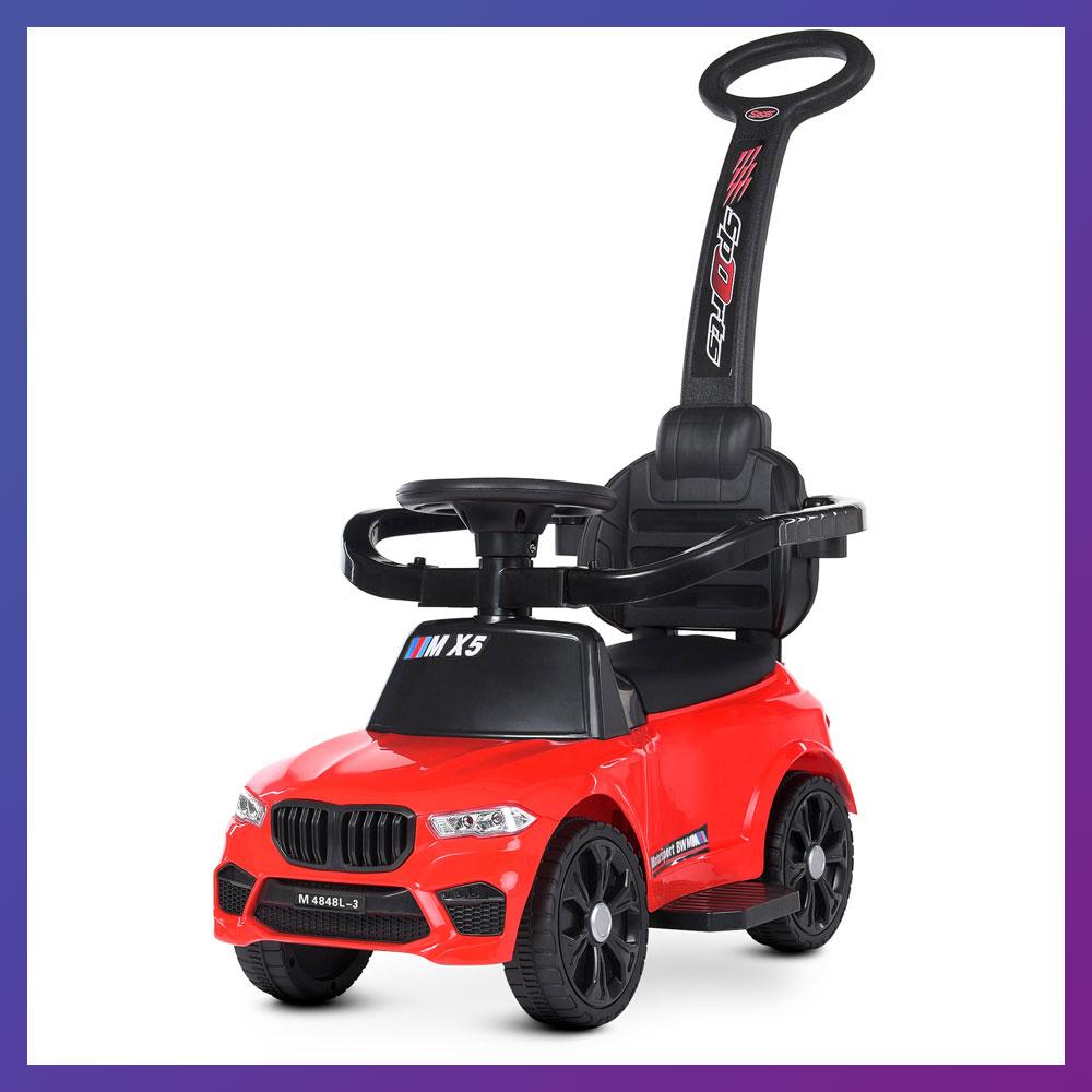 Дитяча каталка-толокар BMW X5 M 4848 з батьківською ручкою 2 в 1 червоний, фото 1