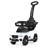 Дитяча каталка-толокар Mercedes M 4854L з батьківською ручкою 2 в 1 білий, фото 2