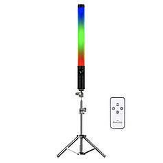 Лампа LED RGB Stick Lamp H1, Акумуляторна, зі Штативом 2М | 50cm, 4000mAh, 20Вт | Чорний