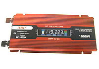 Повышающий преобразователь напряжения инвертор AC/DC KC-1000D 12 V с LCD дисплеем, 1000 Вт (Робочее 400 Вт)