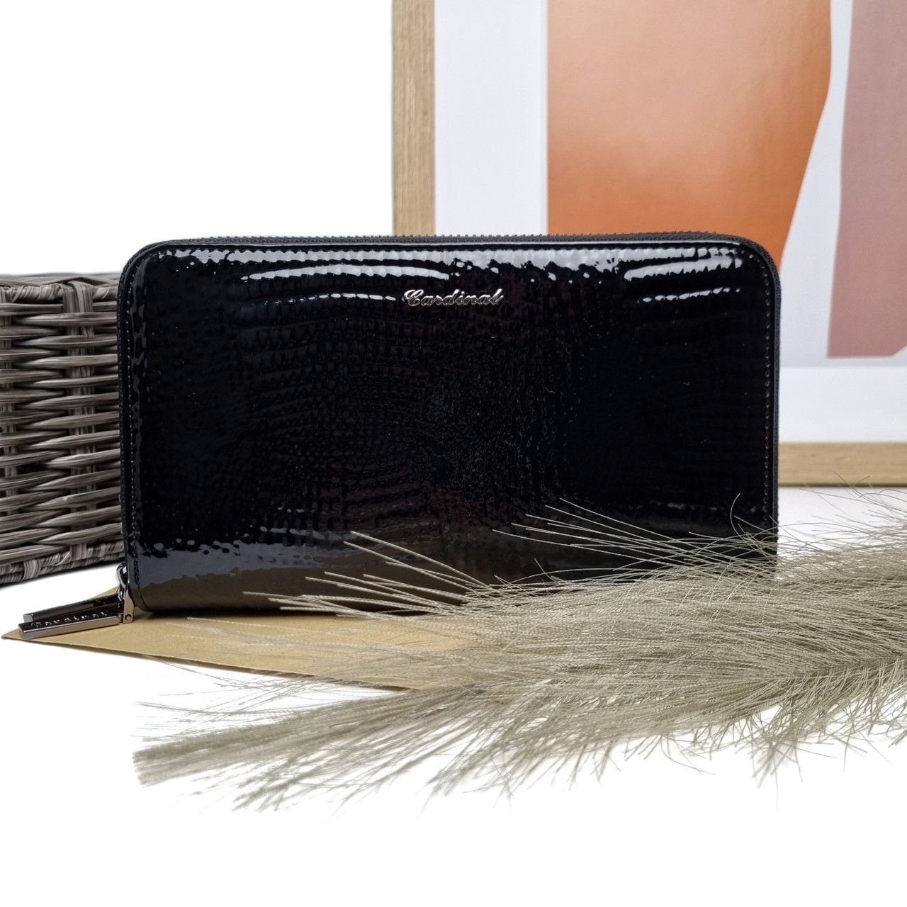 Модний жіночий гаманець лаковий чорний Арт.2663B-A Cardinal (54), фото 1