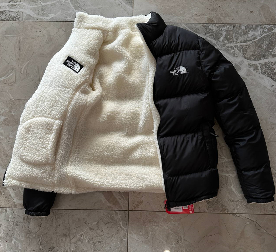 Двостороння куртка The North Face tnf одяг Зе Норд Фейс ТНФ чорна біла коротка з хутром