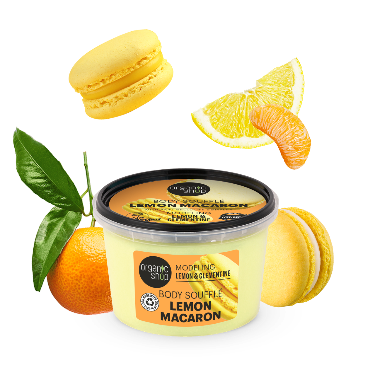 Organic Shop Суфле для тіла Lemon Macaron Моделююче Лимон і Клементин 250 мл