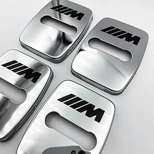 Накладка на дверний замок з емблемою BMW M-performance (БМВ) Комплект 4 шт Хром, фото 2
